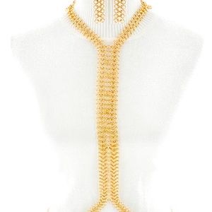 Body Chain Necklace And Earrings Two Piece Set